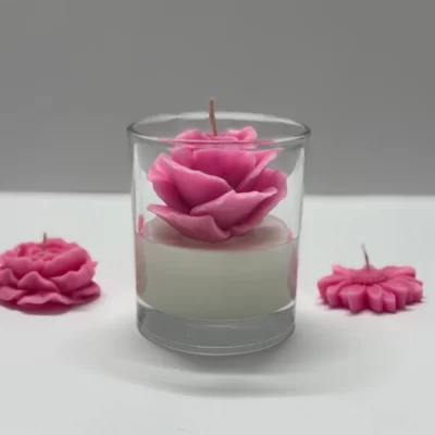 شمع لیوانی مدل گل رز